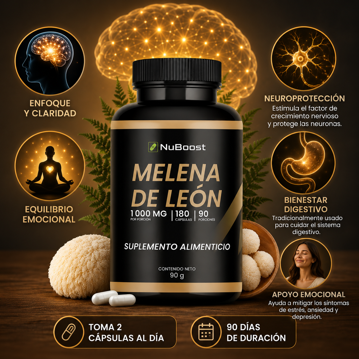 Suplemento Melena de Leon 180 Capsulas