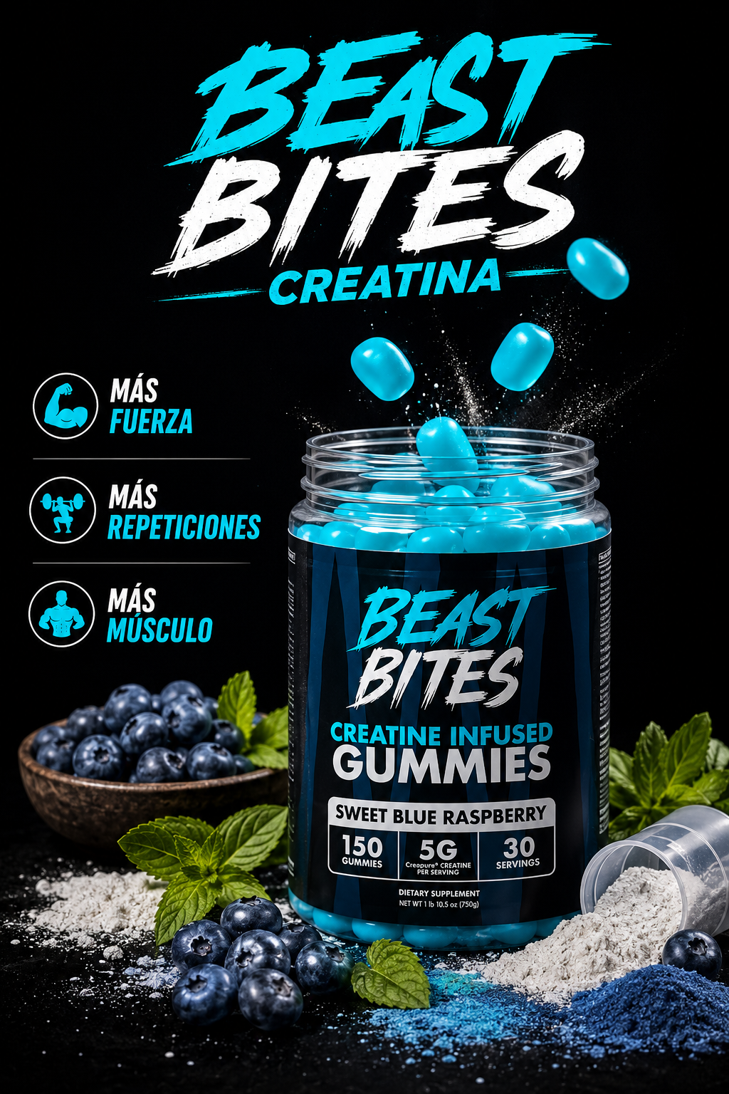 Beast Bites Gomitas de Creatina| Potencia Extrema para tus Entrenos