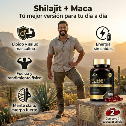 Shilajit con Maca Negra 100 Cápsulas | Energía y Vitalidad